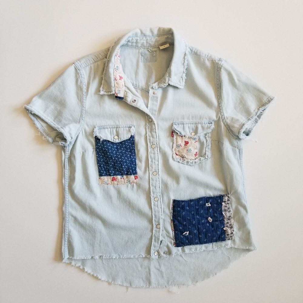 Levi's denim w/ Mending, Patching, & Distressing